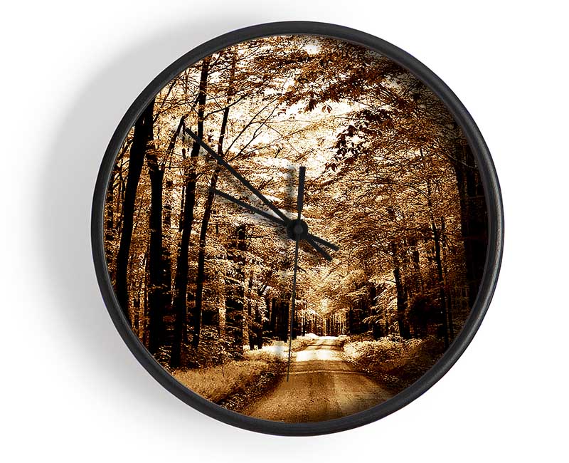 Hidden Chocolate Forest Road Clock - Wallart-Direct UK