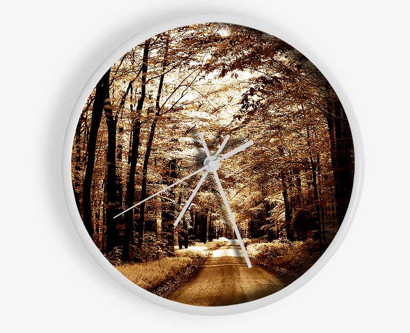 Hidden Chocolate Forest Road Clock - Wallart-Direct UK