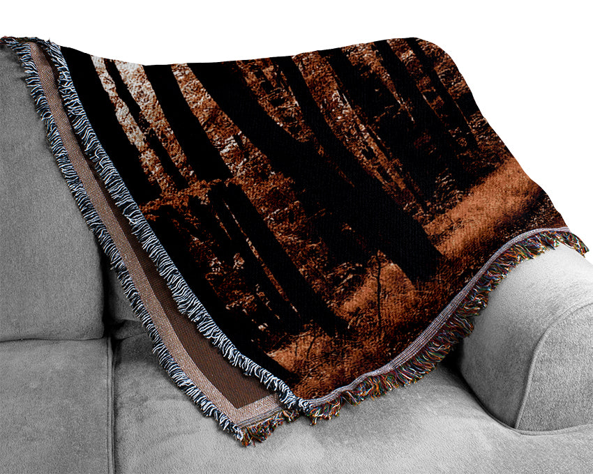 Hidden Chocolate Forest Road Woven Blanket