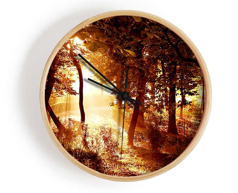 Ochre Forest Clock - Wallart-Direct UK