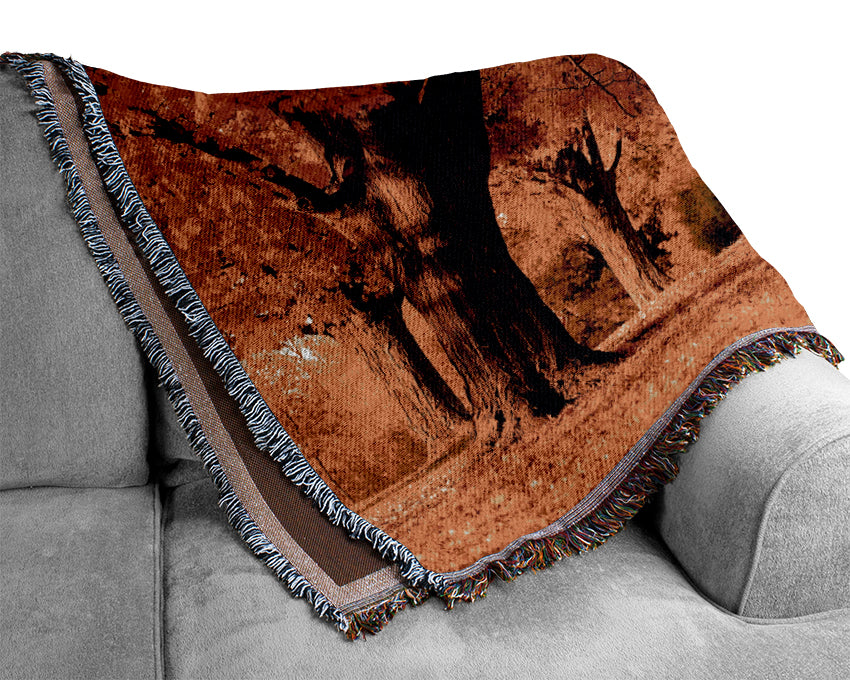 Golden Woodland Walk Woven Blanket