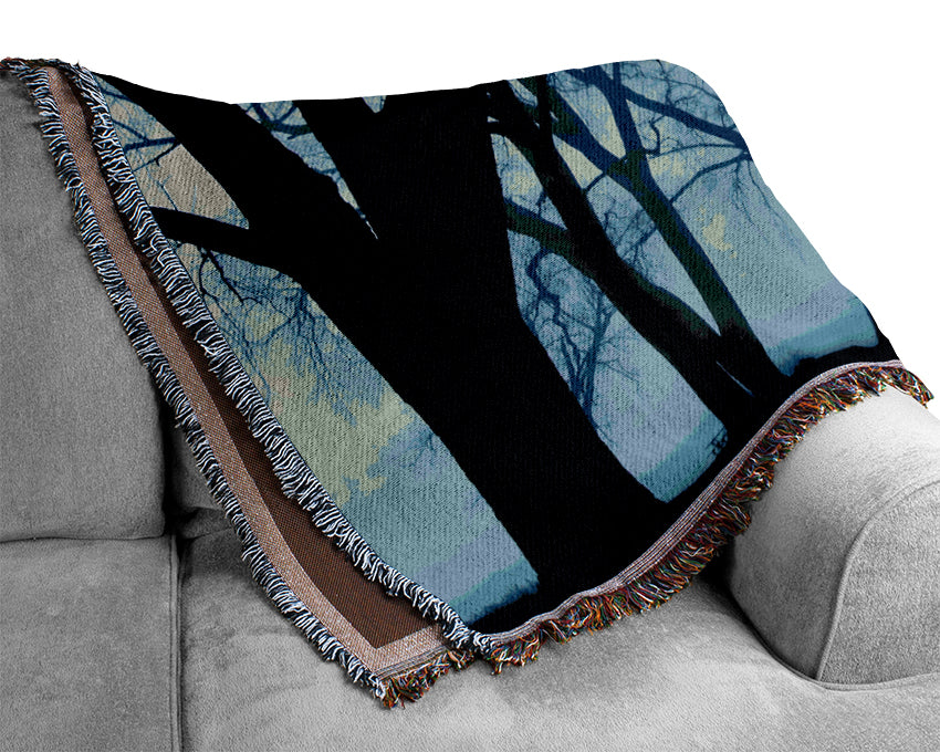 Blue Night Forest Woven Blanket