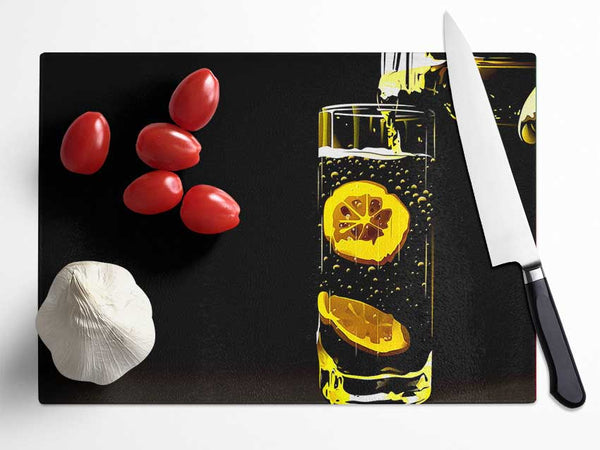 Water With Lemon Glass Chopping Board