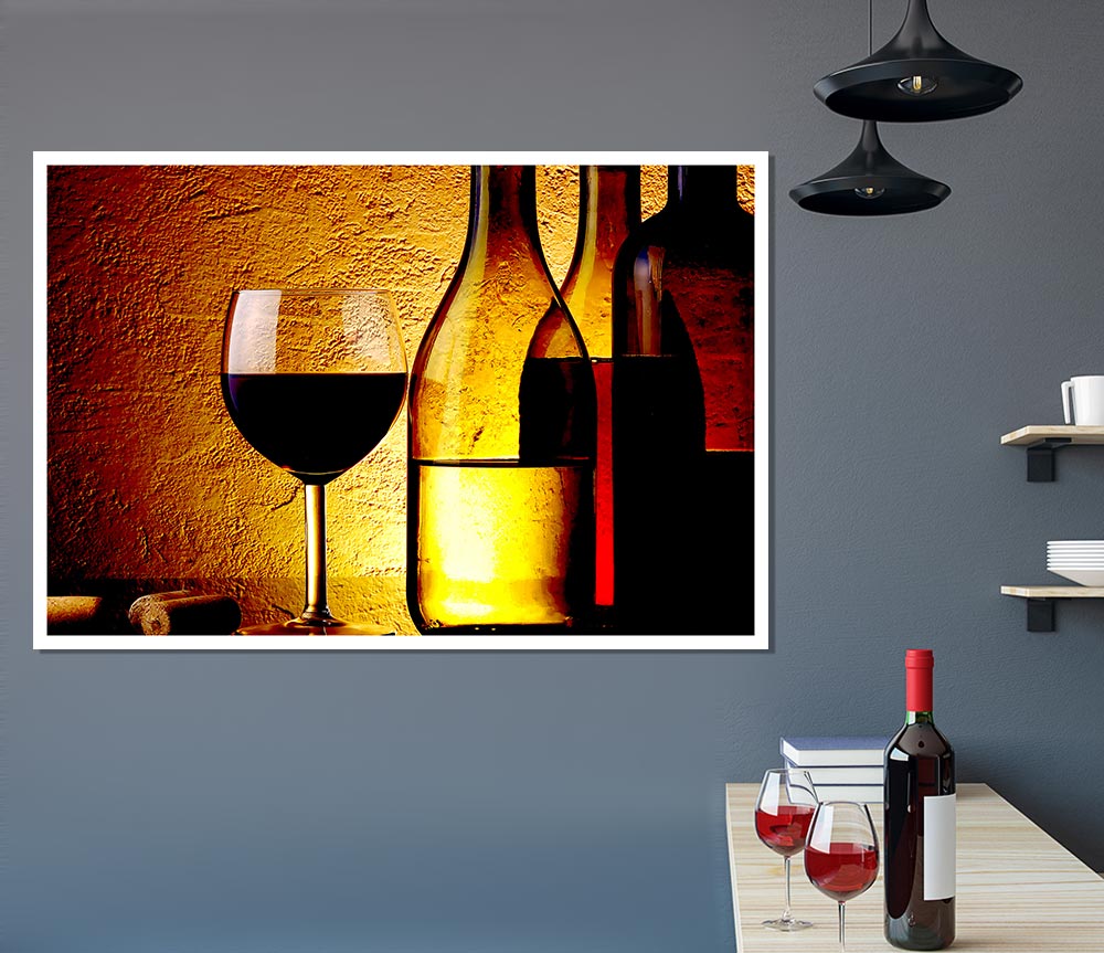 Wine Bottles And Glasses Print Poster Wall Art