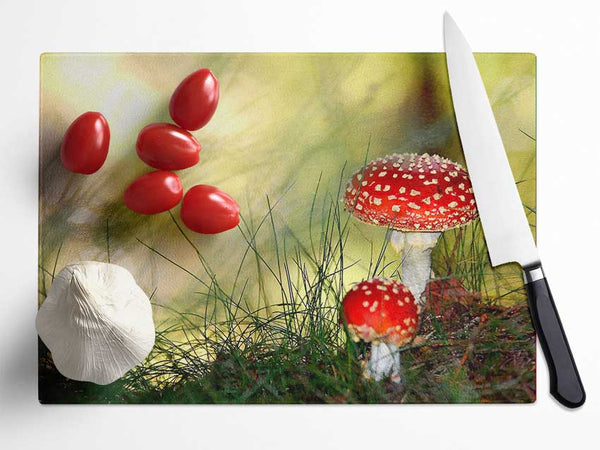 Fly Agaric Mushrooms Glass Chopping Board