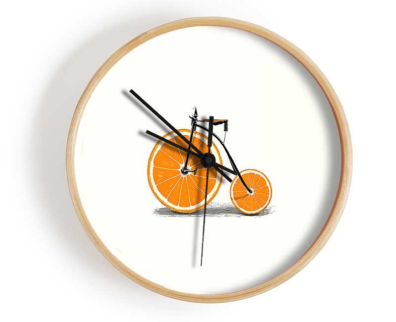 Orange Bicycle Clock - Wallart-Direct UK