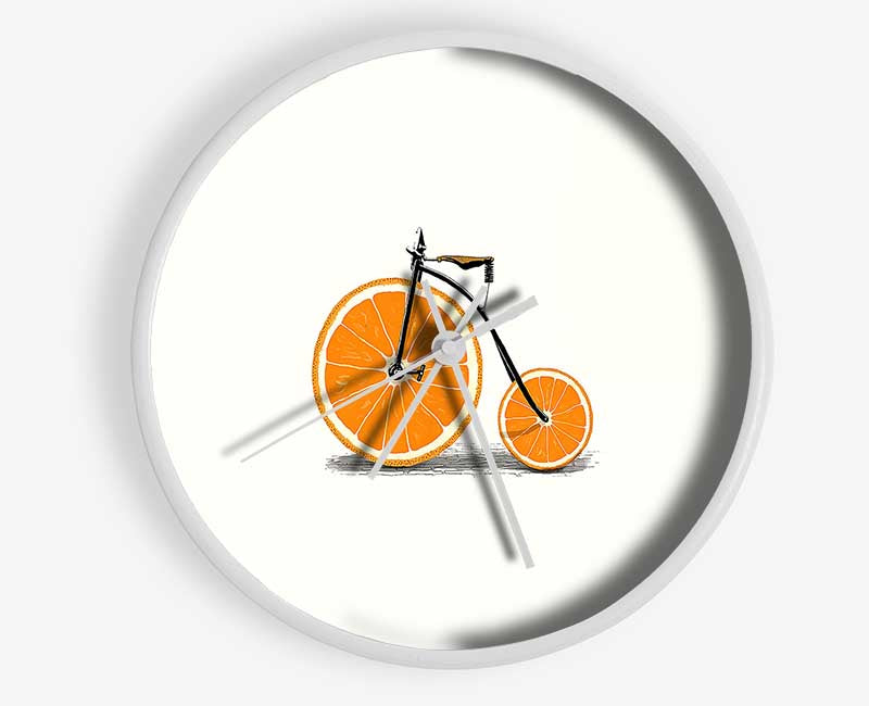 Orange Bicycle Clock - Wallart-Direct UK