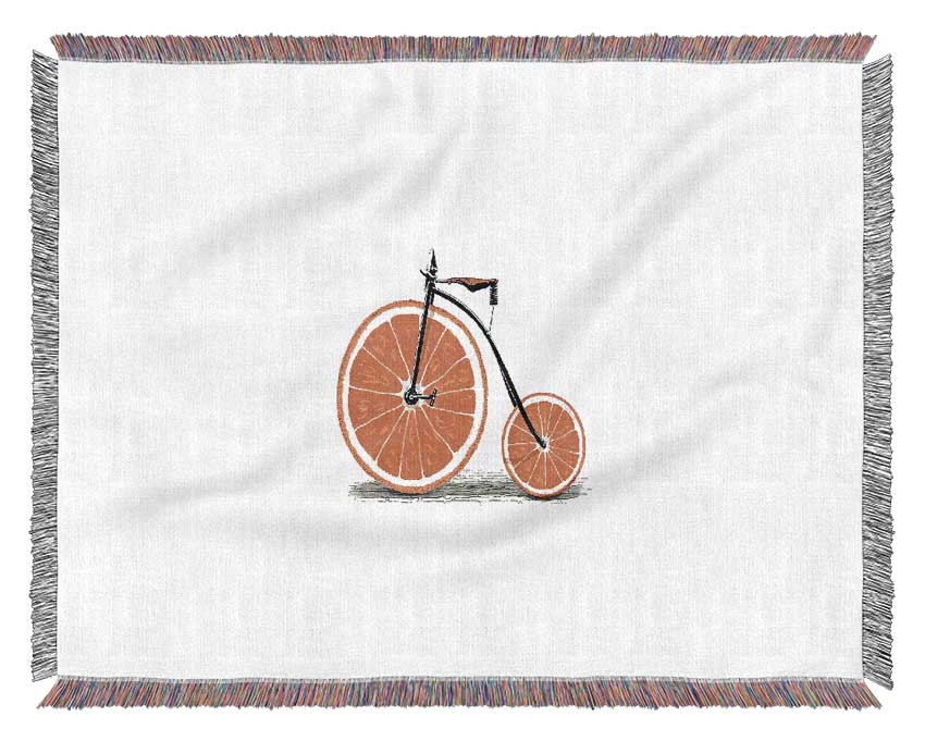 Orange Bicycle Woven Blanket