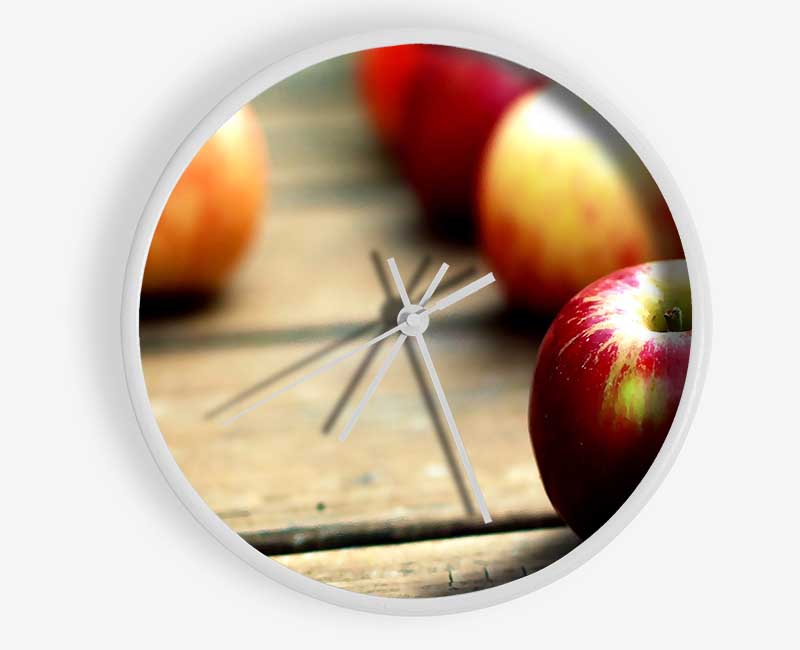 Red Apples Close Up Clock - Wallart-Direct UK