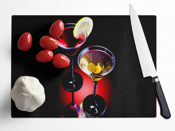 Two Cocktails Glass Chopping Board