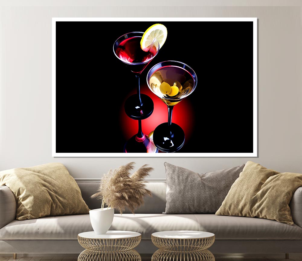 Two Cocktails Print Poster Wall Art