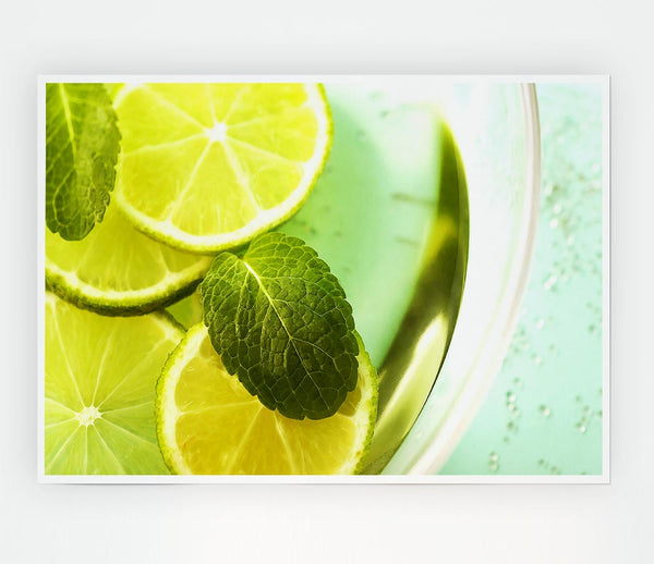 Lemon And Mint Print Poster Wall Art