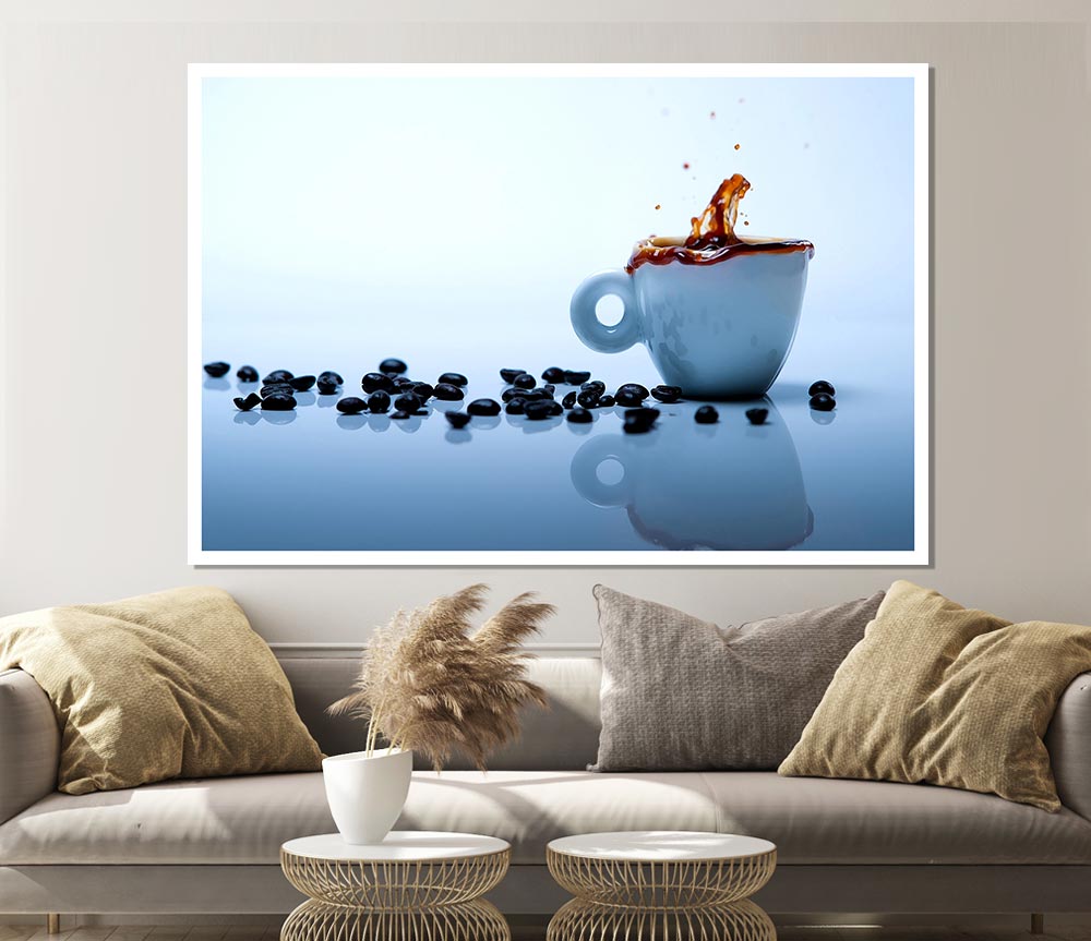 Coffee Bean Splash Print Poster Wall Art