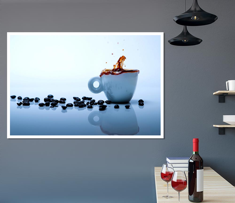 Coffee Bean Splash Print Poster Wall Art