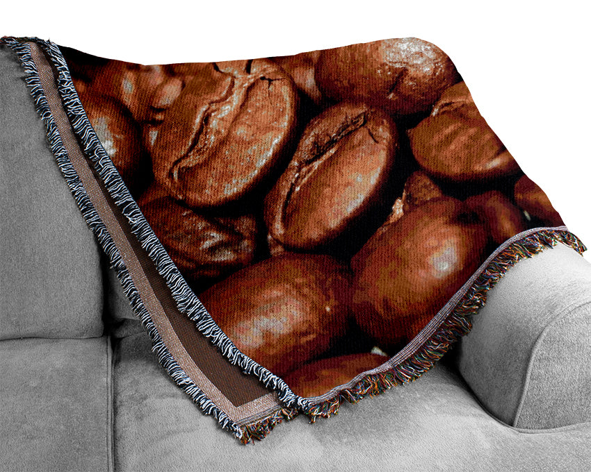 Roasted Coffee Beans Woven Blanket