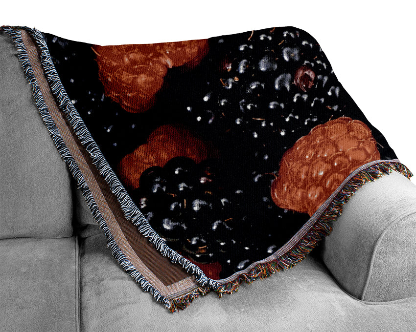 Raspberries n Blackberries Woven Blanket