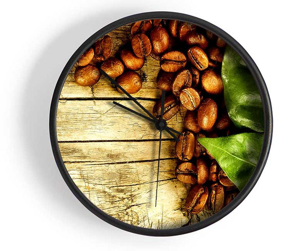 Coffee Beans And Leaves Clock - Wallart-Direct UK