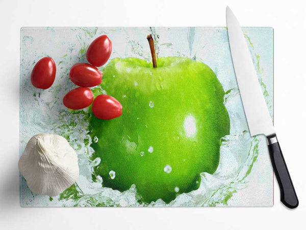 Fresh Green Apple Glass Chopping Board