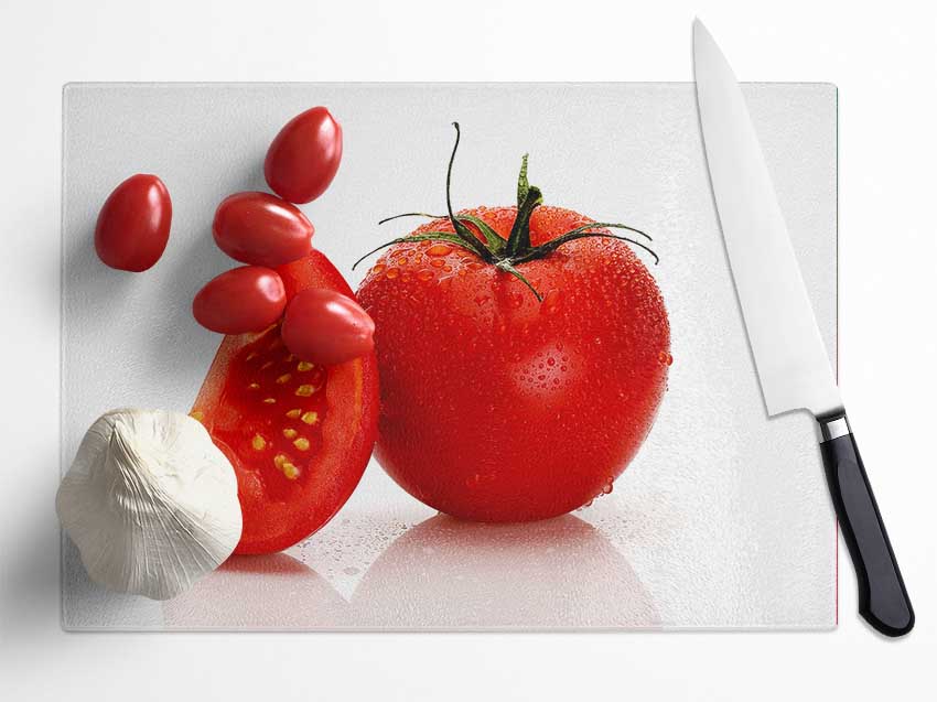 Dewdrop Tomato Glass Chopping Board