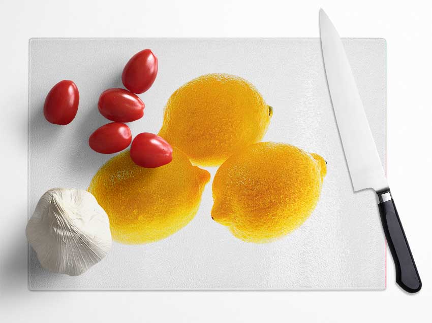 Trio Of Lemons Glass Chopping Board