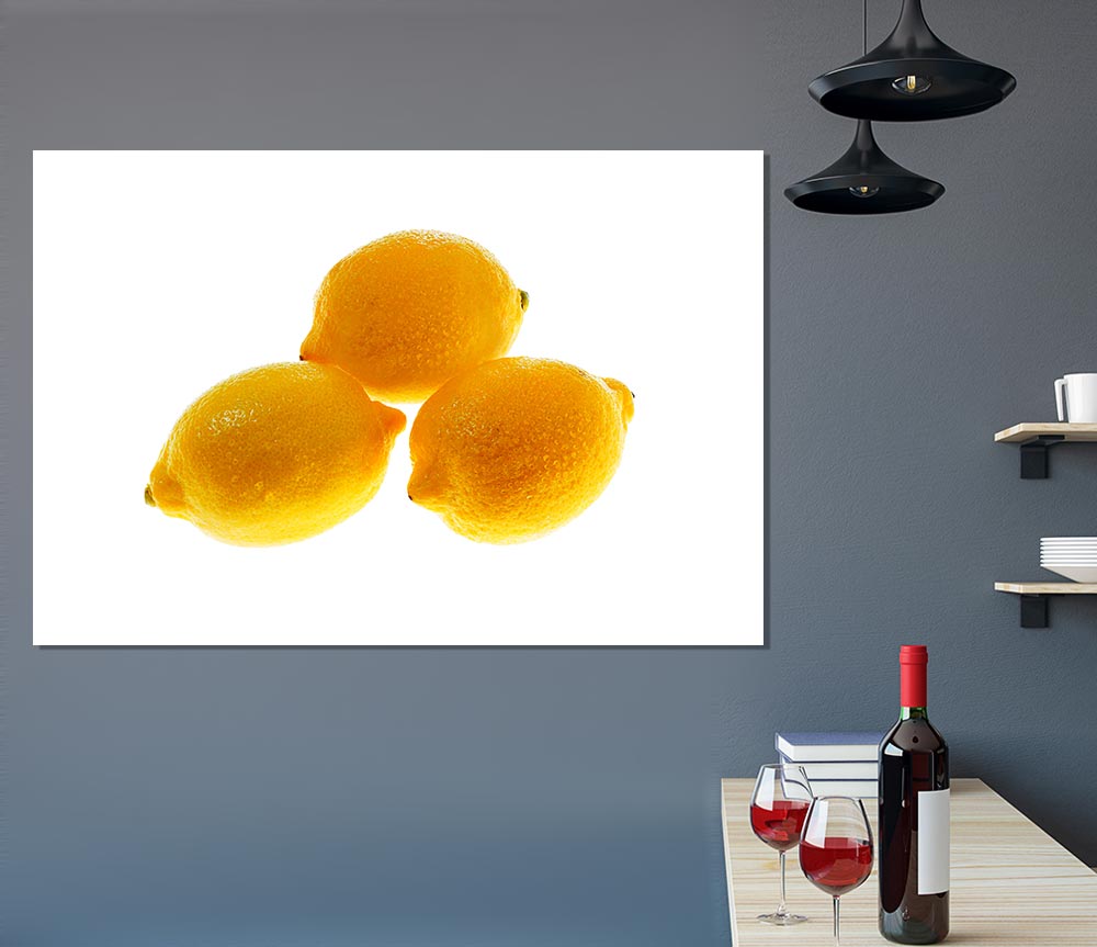 Trio Of Lemons Print Poster Wall Art