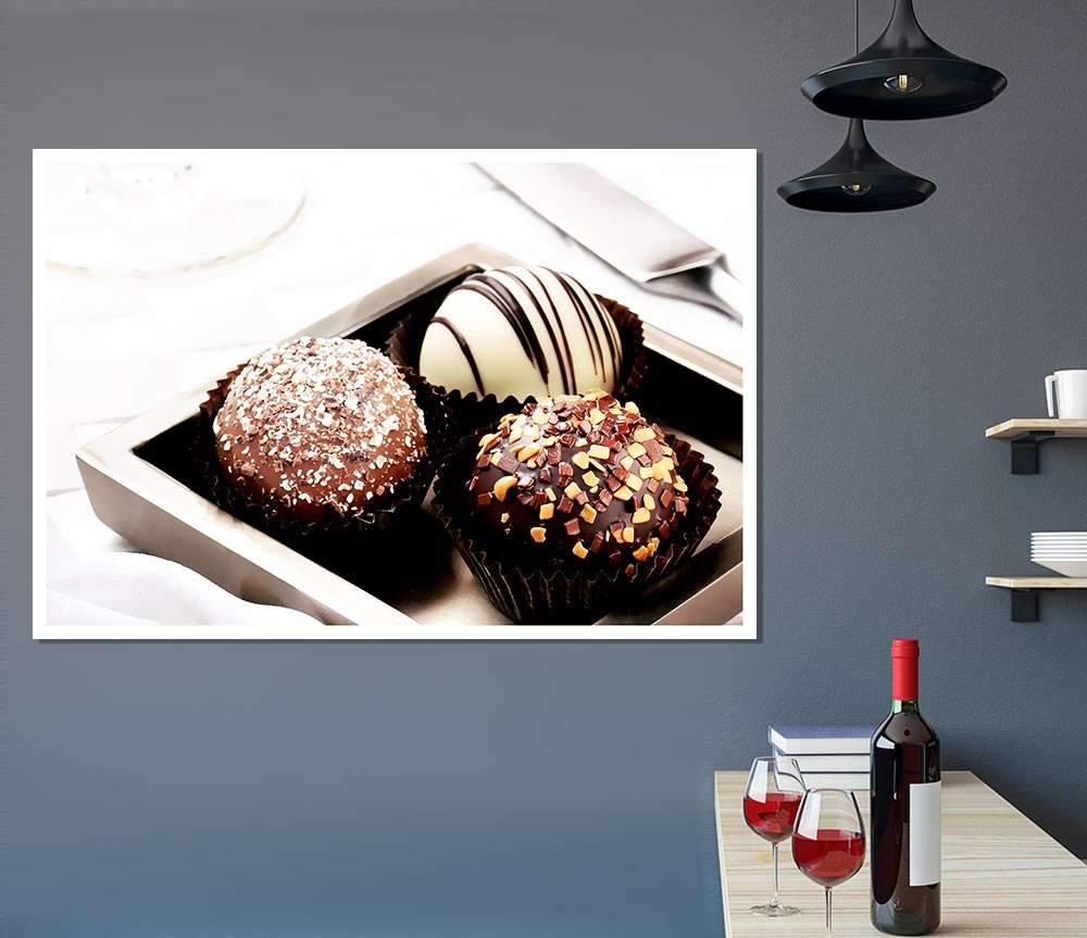 Trio Of Chocolates Print Poster Wall Art