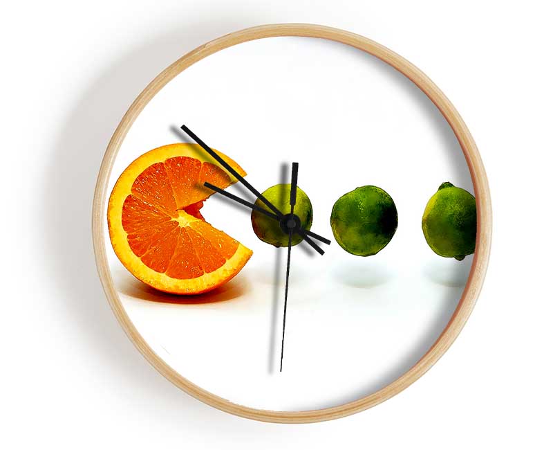 Lime Eating Orange Clock - Wallart-Direct UK