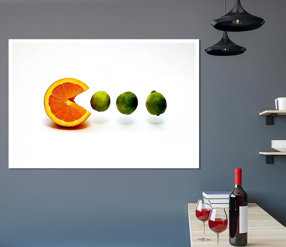 Lime Eating Orange Print Poster Wall Art