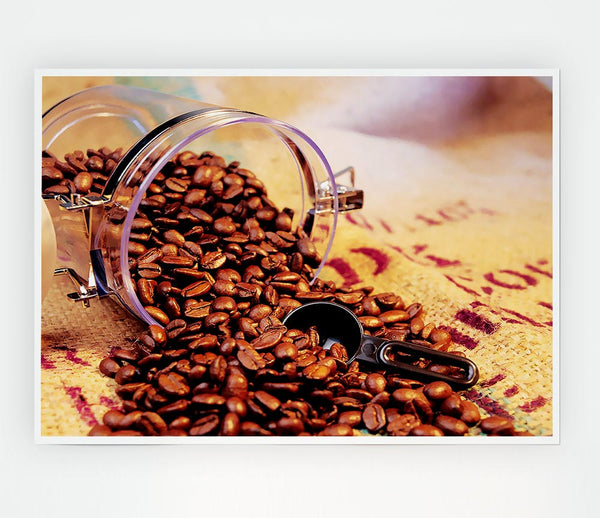 Coffee Bean Spill Print Poster Wall Art