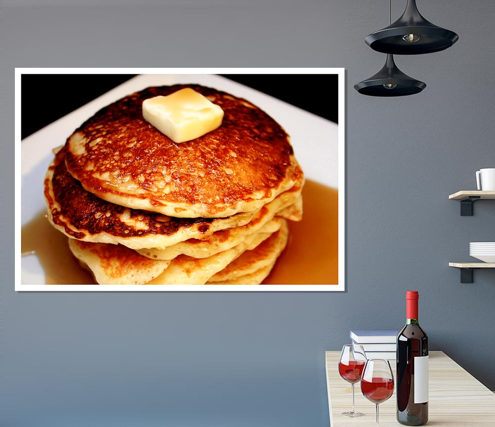 Syrup Pancakes Print Poster Wall Art