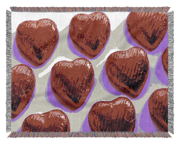 Red Chocolate Love Hearts Woven Blanket