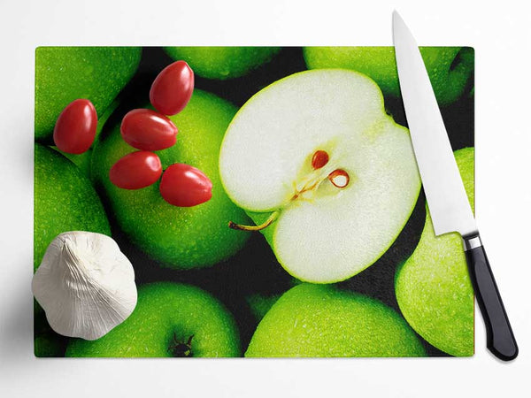 Green Apple Centre Glass Chopping Board