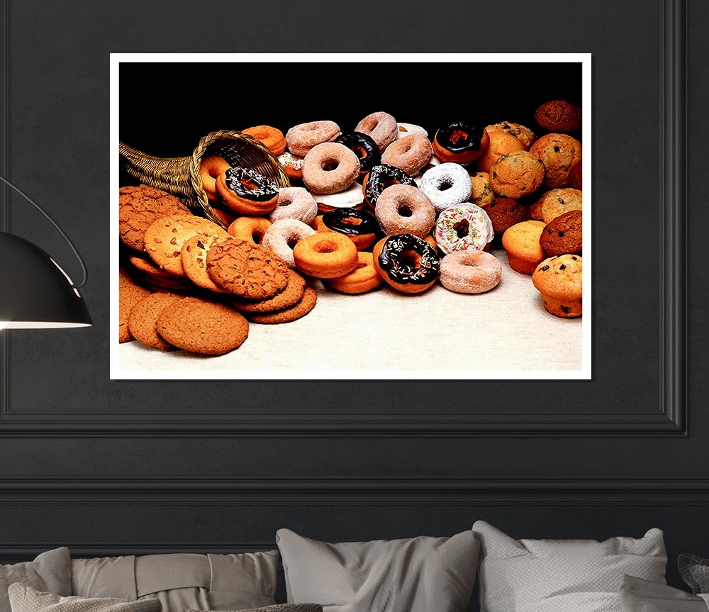 Donuts And Cookies Print Poster Wall Art