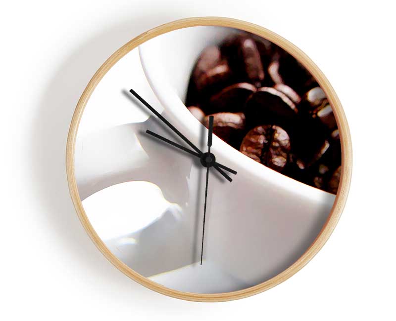 White Coffee Bean Mug Clock - Wallart-Direct UK