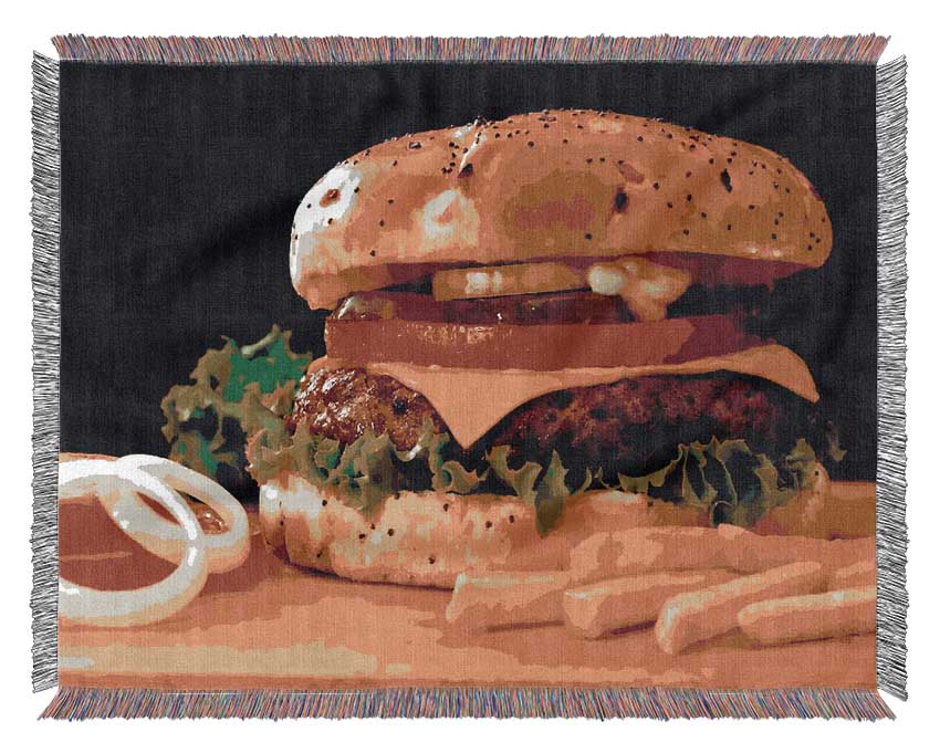 Burger And Fries Woven Blanket