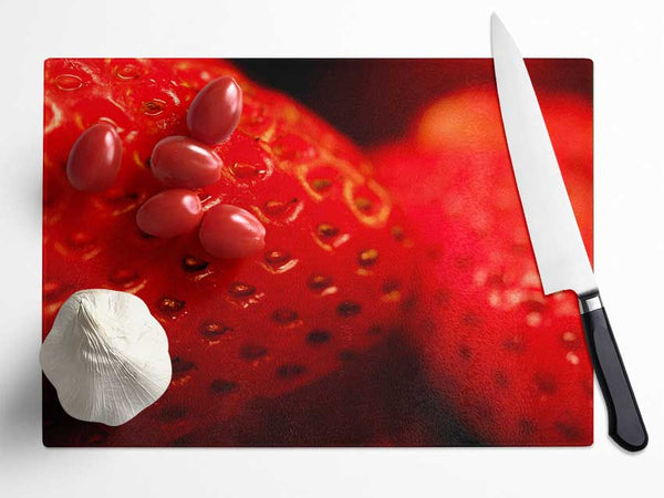 Strawberry Treat Glass Chopping Board