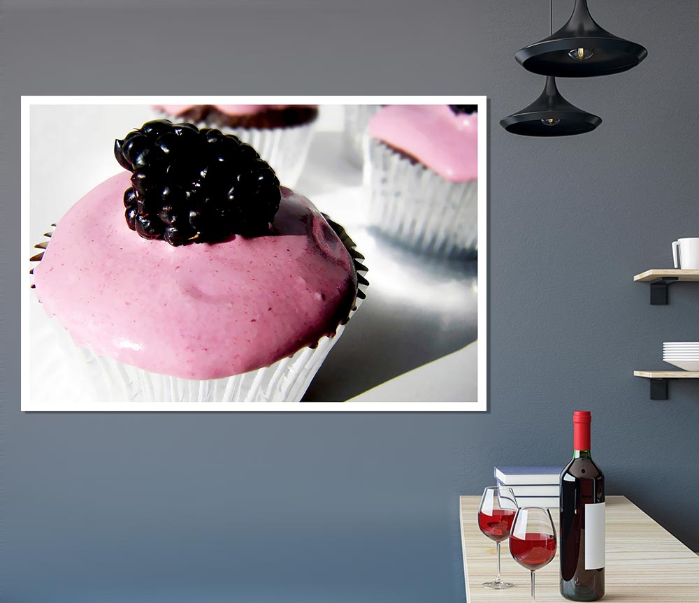 Blackberry Cupcake Print Poster Wall Art