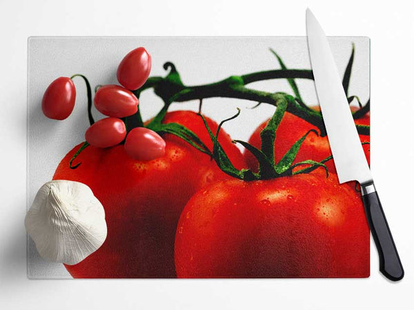 Tomato Trio Glass Chopping Board