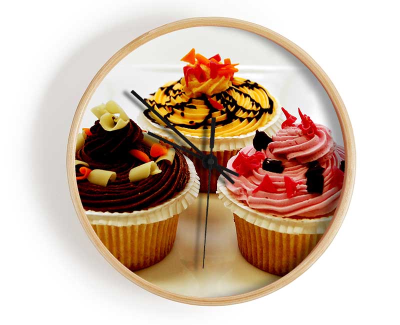 Cupcake Trio Clock - Wallart-Direct UK