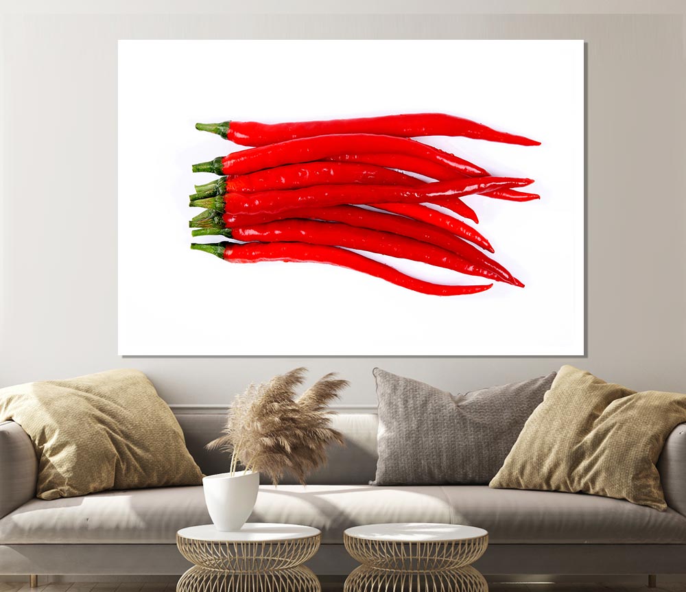 Fire Red Peppers Print Poster Wall Art