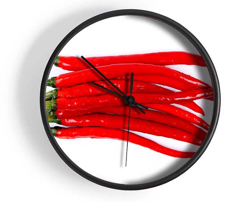 Fire Red Peppers Clock - Wallart-Direct UK