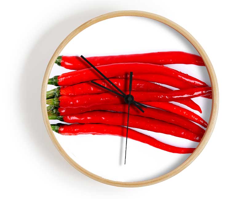 Fire Red Peppers Clock - Wallart-Direct UK