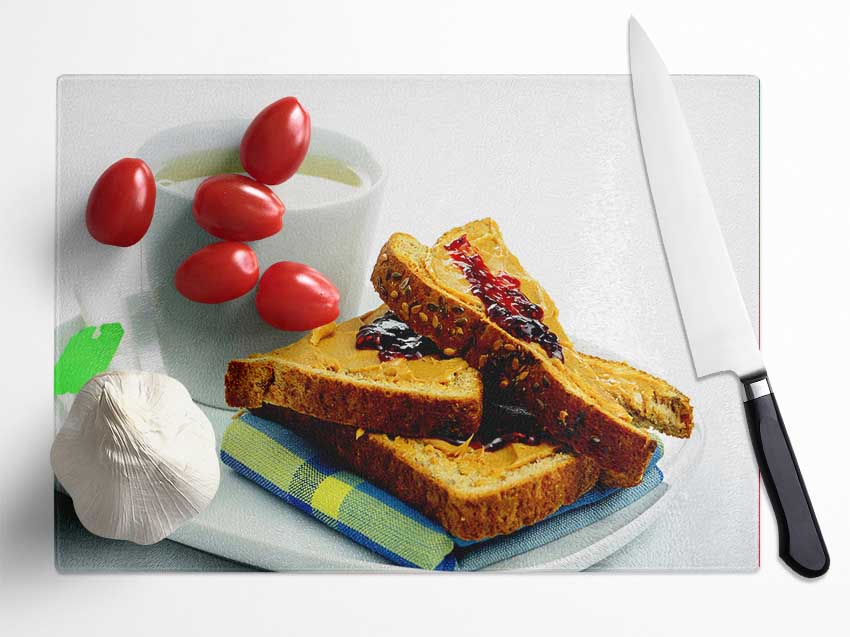 Tea And Toast Glass Chopping Board