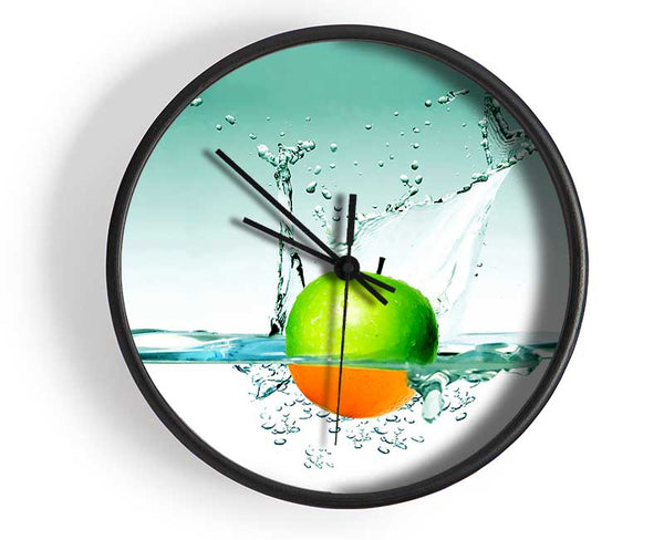 Orange Or Apple Splash Clock - Wallart-Direct UK