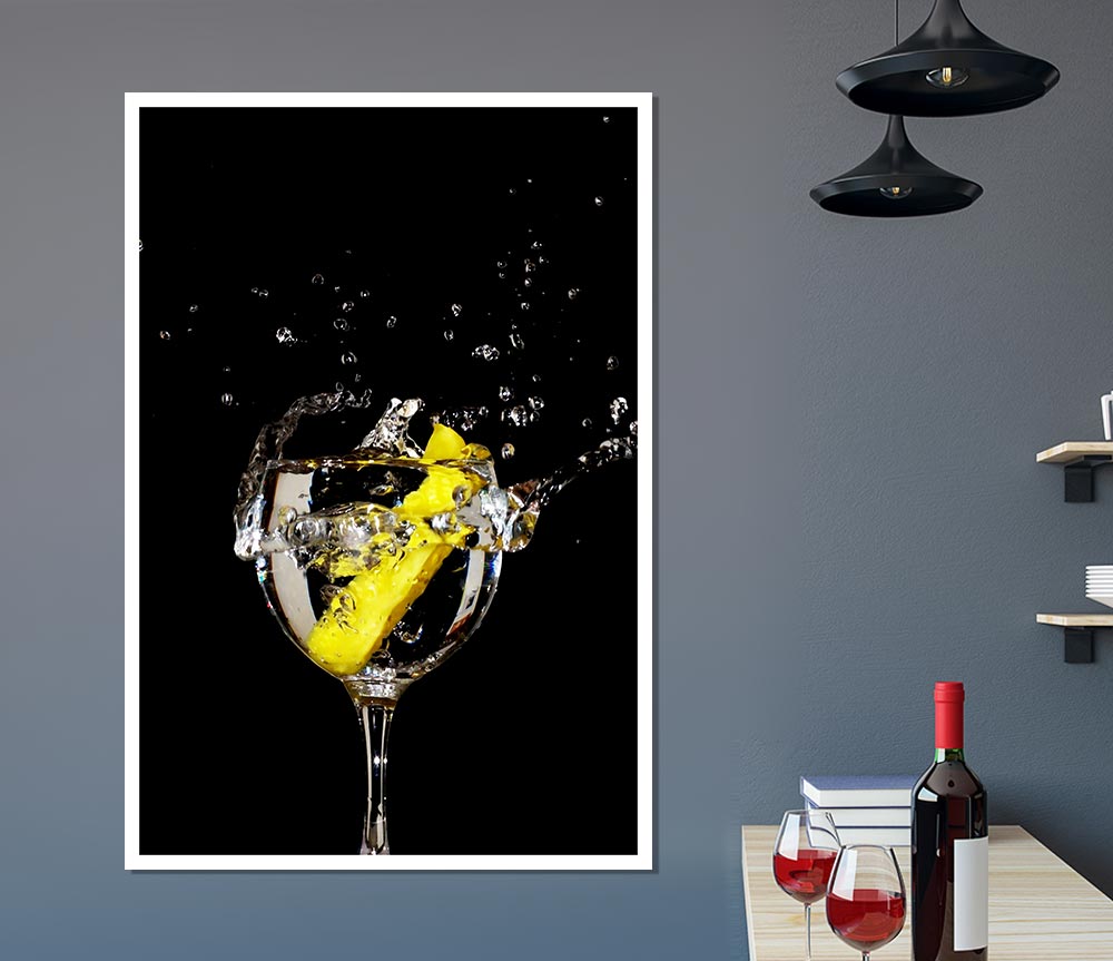 Gin And Tonic Lemon Splash Print Poster Wall Art