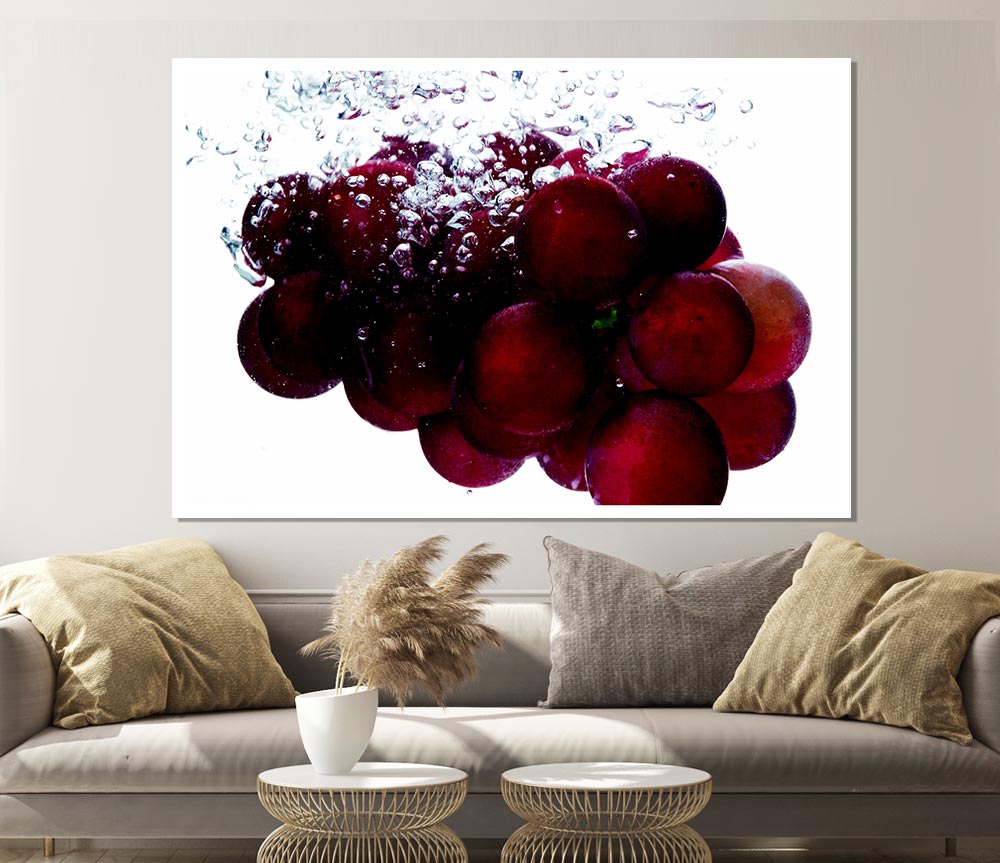 Water Splash Grapes Print Poster Wall Art