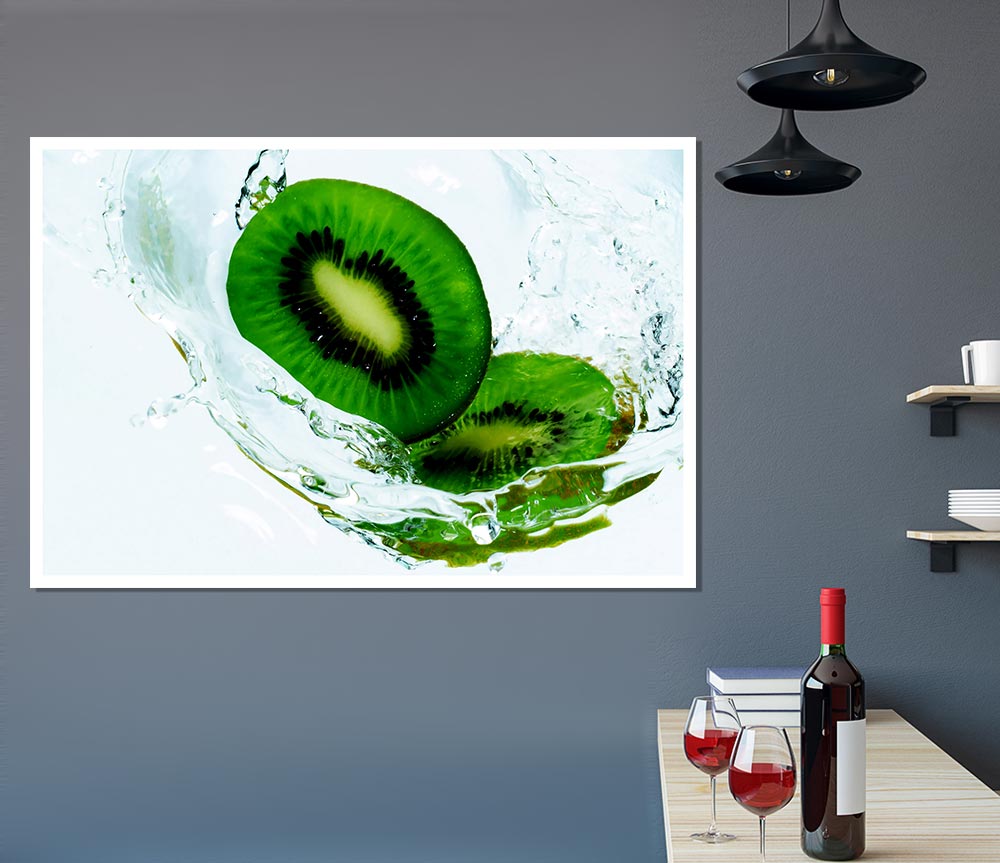 Kiwi Splash Print Poster Wall Art