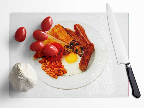 Full English Fry-Up Glass Chopping Board