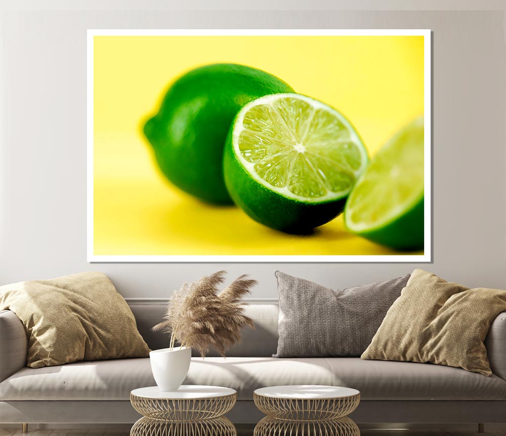 Lime Halves Print Poster Wall Art