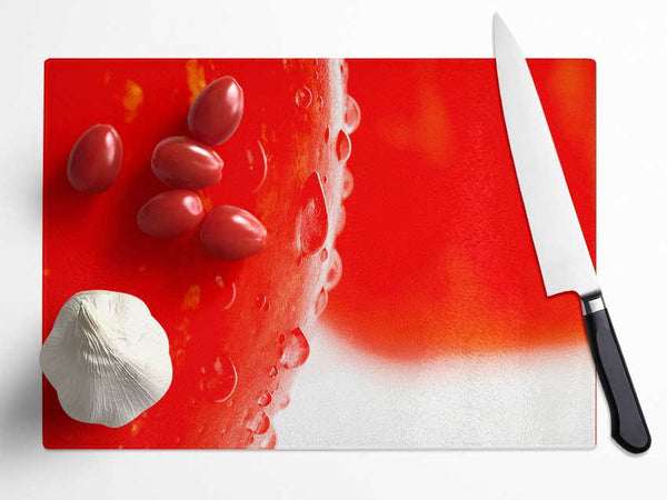 Red Apple Close-Up Glass Chopping Board